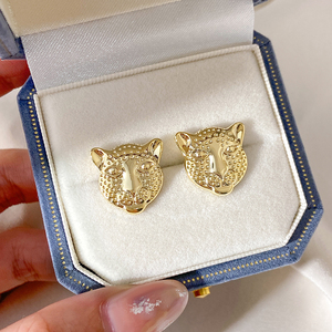 <b>Earrings</b> Wholesale Bulk Animal Jewelry Studs 18K Gold Plated <b>Cute</b> Leopard <b>Earrings</b> for Women - Product Image 5