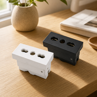 Module de prise de sol modulaire noir et blanc standard avec mise à la terre, pour bureau/table, PC + laiton, 250V 16A, pour usage commercial