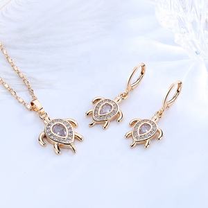 Yeni HengDian parti takı moda 18k karat altın kaplama kolye kolye küpe yengeç takı setleri kadınlar için - Product Image 3