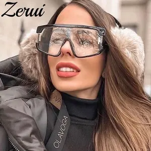 Gafas de sol de una pieza con montura de doble Color para mujer, anteojos de sol unisex de estilo Vintage con remaches cuadrados, 2020