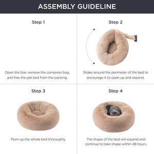 ผู้ผลิตขายส่ง เบาะนอนสัตว์เลี้ยงขนนุ่มหรูหรา สีชมพู เทา ขาว รูปทรงกลม สำหรับแมวและสุนัข - Product Image 4