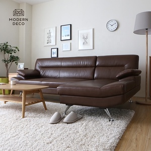 Custom Zwart Bruin Faux Lederen Sofa Met <span class=keywords><strong>Chaise</strong></span> - Product Image 1