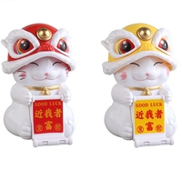 8.7*7.9*10CM solaire chat hochant la tête Lion danse support pour téléphone Maneki Neko plastique danse Lion pour café boutique voiture décor à la maison