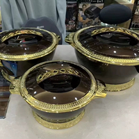 Groothandel Grote Capaciteit 6.5L Thermische Warmhoudpan 2.5L 4.5L 6.5L Geïsoleerde Serveerschaal Casserole met Robuuste Gouden Rand