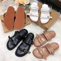 Sandales plates pour femmes Zapatos 2025, grande taille, à plateforme épaisse, avec boucle métallique, style décontracté, pas cher