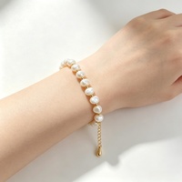 Ensemble collier et bracelet en perles baroques naturelles de qualité AAA de 6 mm plaqué or 40 cm, bijoux de mode unisexe