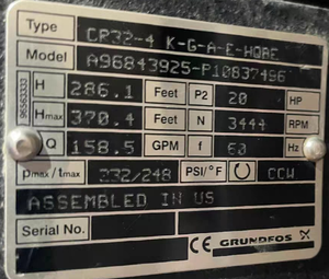 Pompe centrifuge multi-étages à membrane 96501698 CR15-2 A-F-A-E-HQQE 2,2 kW DN50 230 V 50 Hz Noire Marque Originale - Product Image 2