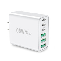 Chargeur mural rapide GaN 65W HNT OEM ODM 3A3C 6 ports multi USB, adaptateur secteur OTP OVP, prise US/UE personnalisée pour ordinateur portable et téléphone portable