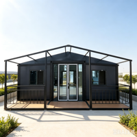 Maison modulaire préfabriquée sur mesure avec balcon avant, maison conteneur à structure en acier à assemblage rapide pour complexe hôtelier et villa