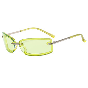 Psn Fashion <b>Sunglasses</b> <b>Rimless</b> Rectangle Y2K Style UV400 Protection Unisex Adult Sun Protection - Product Image 4