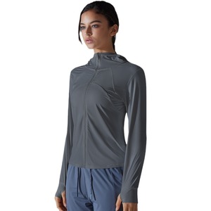 Femmes été Nylon Original fil glace soie Cool Yoga mince Protection solaire veste respirant Anti-ultraviolet à capuche vêtements - Product Image 5