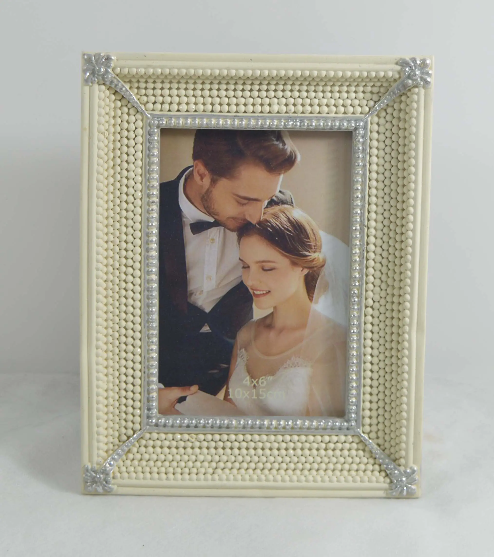 Multi colori di grandi dimensioni rosa lungo viti foglie di Design Stile Antico Photo Frame Con Immagine Ornato di Velluto Cavalletto 4x6