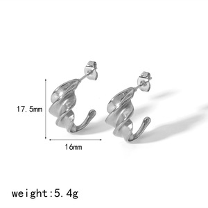 ต่างหูสตั๊ดเหล็กไทเทเนียมทรงไม่สมมาตร ดีไซน์เรขาคณิต สแตนเลสสีไม่ซีดจาง เครื่องประดับแฟชั่นสำหรับผู้หญิง - Product Image 4