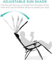 Chaise pliante grise extra large, supportant jusqu'à 400 lb, avec dossier inclinable à gravité zéro large et réglable, et porte-gobelet – Vente en gros