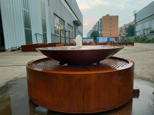 Fuente de agua decorativa para jardín exterior de acero corten con cuencos apilados - Product Image 2