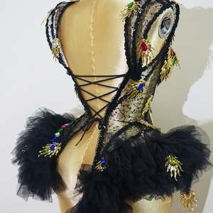 Body Sexy con Lentejuelas Doradas en Forma de Llama, con Copas Acolchadas de Spandex/Poliéster, para Espectáculos de Drag Queen, Showgirl, Carnaval - Product Image 6