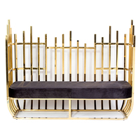 Canapé à cadre en acier inoxydable doré, coussin blanc, style nordique moderne, luxe, pour hôtel, couloir, mariage, haut de gamme