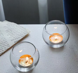 Porte-bougies ronds en verre transparent, coupelles à bougies votives en verre transparent en forme de globe pour table de mariage, décoration de la maison et de fêtes - Product Image 6