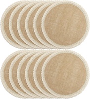 Tapis de table à manger en jute moderne de 14.9 pouces napperons ronds en toile de jute pour tables