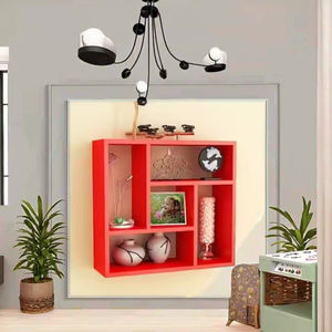 La librería de madera maciza moderna de Du, diseño montado en la pared, ahorro de espacio, acabado rojo, moderno y elegante - Product Image 4