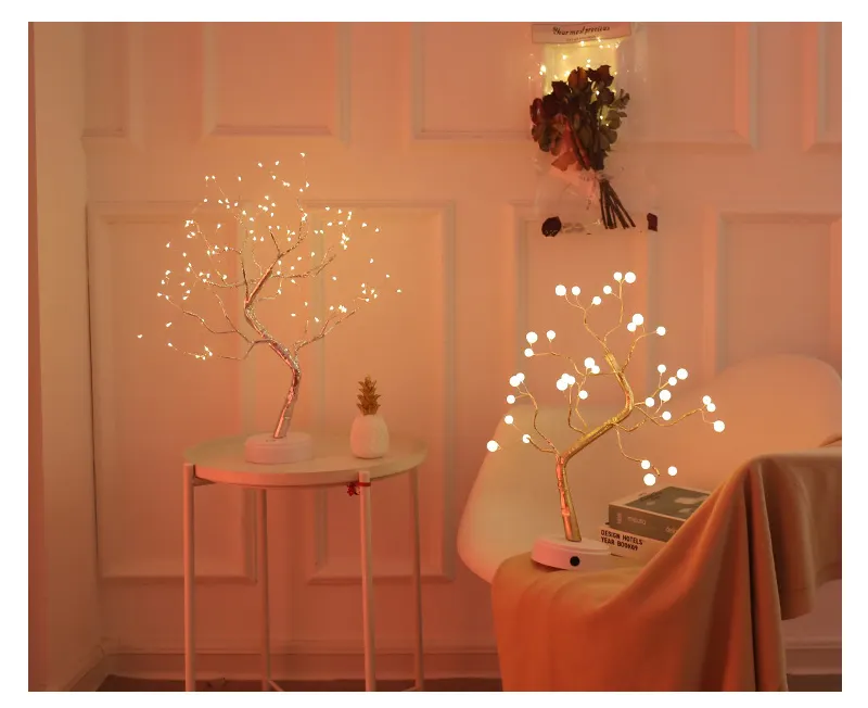 Nuovo caldo bianco foglia d'oro LED a batteria albero luce fiore albero Bonsai luce decorazione luce albero albero illuminato lampada da tavolo