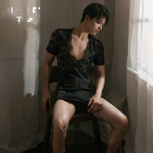 Male secretary uniform lace tight-fitting hip-hugging skirt sexy lingerie plus size crossdressing CD role-playing dropshipping - Product Image 1