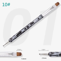 Pinceau à double embout en nylon et plastique pour nail art, manche en acrylique marbré, pour gel UV, vente en gros