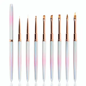 Custom Made Kleurrijke Nail Art Pen Kwasten Metalen Handvat Diy Manicure Nail Salon Borstels Gereedschap Nail Extension Gel Borstel