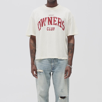 T-shirt de sport pour homme en coton 100% personnalisé, style hip-hop, impression délavée unie, blanc, surdimensionné