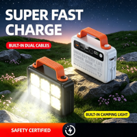 Batterie externe portable 20000 mAh à charge ultra-rapide 22,5 W avec câbles intégrés, lampe de camping, batterie externe pour événements en plein air