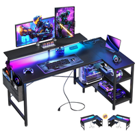 LEIENTE Table de jeu PC de bureau en gros avec éclairage LED RGB, table de course pour chaise de bureau gaming