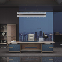 Ensemble de bureau de direction convertible moderne de luxe avec panneau solide, chaise en L, meuble de classement, finition cuir commercial, garantie 3 ans