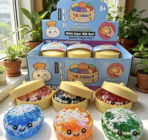 Soft Bead Filled <b>Squishy</b> Bun Toy, Slow Rising Glitter Fidget Dumpling, Stress Relief Sensory Toy for Kids Adults - Product Image 5