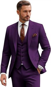 Abito Formale da <span class=keywords><strong>Uomo</strong></span> 3 Pezzi Slim Fit Traspirante con Giacca, Gilet e Pantaloni per Banchetti - Product Image 2