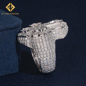 Anillo de cruz Iced Out con diamantes cultivados en laboratorio redondos y baguette, plata S925, joyería hip hop para hombre, anillo religioso para hombre - Product Image 4