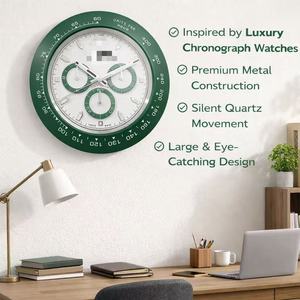 Reloj de Pared de Lujo de Cuarzo y Acero Inoxidable, Estilo Antiguo Art Deco, Silencioso, Sin Tictac, con Agujas Grandes y Pantalla de un Solo Lado - Product Image 3