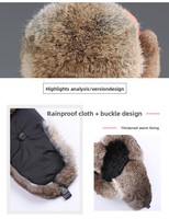 Gorro de Piel de Conejo Auténtica para Hombre, con Orejeras de Cuero Genuino, Cálido, Resistente al Viento, Estilo Ushanka, para Clima Frío, Venta al Por Mayor