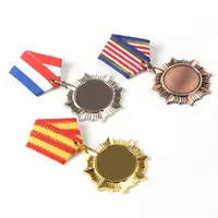 ميداليات وميداليات معدنية بتصميم مخصص للبيع بالجملة ، ميداليات رياضية على شكل نجمة ، ميداليات فارغة مع شريط قصير