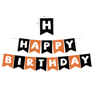Bannière d'anniversaire, guirlande triangulaire, noir et orange, personnalisable, décoration de fête, grande taille, décorations de scène - Product Image 3