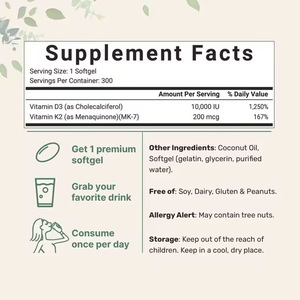 Cápsulas Blandas de Vitamina D3 K2 para el Apoyo Inmunológico y Articular para Adultos, Mejora la Memoria y el Sueño, No Apto para Recién Nacidos, Vegano, Natural, Sin Gluten, 300 Unidades - Product Image 6