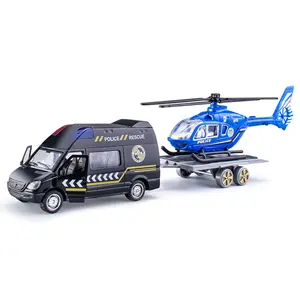 OEM 다이 캐스트 모델 자동차 장난감 선물에 적합한 높은 재생 가능성 슬라이딩 합금 트레일러 트럭 견인 헬리콥터