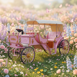 Carruaje Turístico Rosa, Carroza Eléctrica sin Caballos Personalizada, Carruaje Romántico para Bodas, Estilo Cenicienta - Product Image 1