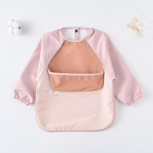 Bavoir de sevrage pour bébé avec manches avec poche fourre-tout Bavoir pour bébé anti-désordre Bavoir à manches longues - Product Image 4