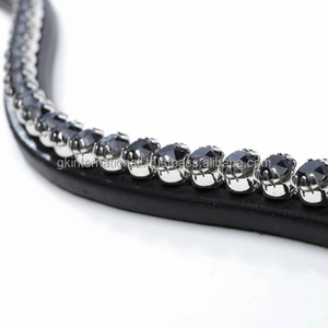 Diamantes de imitación de cristales de alta calidad hechos a mano personalizados forma de onda decorativa banda de cejas de caballo de cuero genuino para brida - Product Image 1