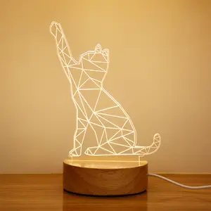 Dropshipping Winnende Producten 3d Creatieven Acryl Board Oem Custom Kunstwerk Led Nachtlampje Kat Nachtlampje Voor Kinderen Gift