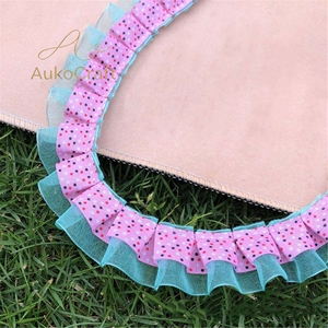 Kain Organza Tulle Poliester 25mm DIY dengan Pinggiran Rajut, Lipit, Motif Titik Pink, Pita untuk Gaun, Kostum, Dekorasi, Rumbai Berlapis 2 - Product Image 4
