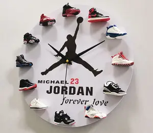 Özel sessiz duvar saat ev dekoru diy sneaker 3d jordan nike michael jordan ayakkabı saat duvar saatleri