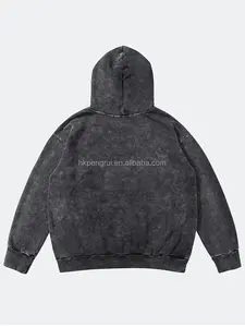 Sudadera con capucha transpirable lavada Vintage Unisex tela de rizo de algodón pesado personalizada para bordado sudadera holgada - Product Image 2