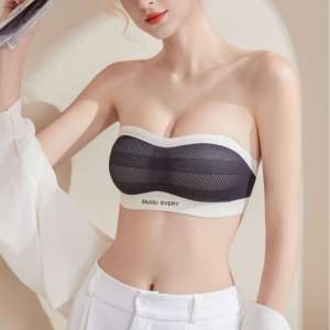 Soutien-gorge de sport bandeau confortable, respirant, sans coutures, push-up, à couvrance complète, sans armatures, pour le quotidien, au design tricoté simple et décontracté sans bretelles - Product Image 6