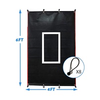 Filet de cible pour cage de frappe de softball et baseball 6x4 pieds avec 8 attaches octopus en PVC Noir/Rouge/Blanc Fabriqué à Huizhou, Guangdong